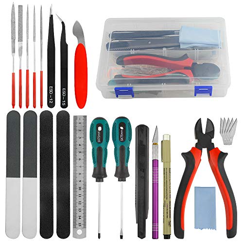 Professional 26 PCS Gundam Model Tools Kit Modeler Basic Tools Craft Set Hobby Building Tools Kit for Gundam Car Model Building Repairing and Fixing