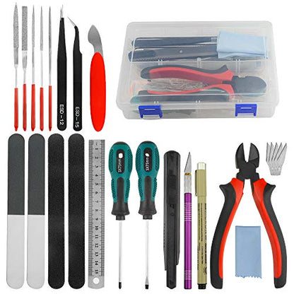 Professional 26 PCS Gundam Model Tools Kit Modeler Basic Tools Craft Set Hobby Building Tools Kit for Gundam Car Model Building Repairing and Fixing