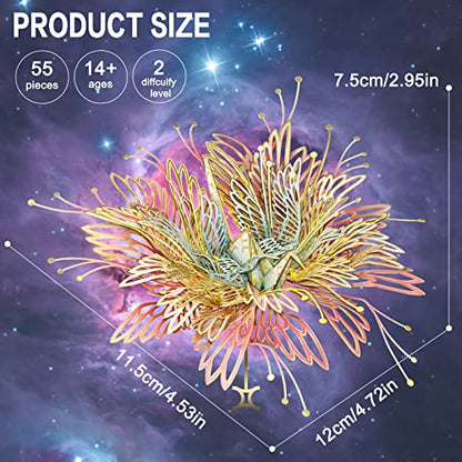 Piececool 3D Metal Model Kits, 12 Constellation Series - Gemini Wishing Cranes Assembling Metal Model Building Kits DIY Handcraft Kits 3D Puzzles for Adults, Best Birthday Gifts, 55Pcs - color: Gemini