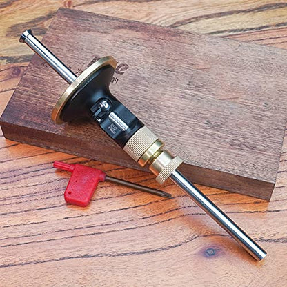 EMVANV Wheel Marking Gauge Kit, Marking Gauge, Wood Scribe Tool, Metric Micro Adjuster Ruler, Woodworking Tools Scriber for Woodworking (Black+Gold)