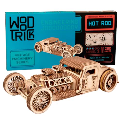 Wood Trick Hot Rod Car 3D Wooden Puzzles for Adults to Build