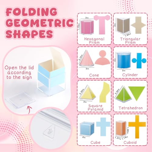 Faccito 8 Pcs 8 Styles 2D & 3D Geometric Solids Math Manipulatives - style: 8 Styles