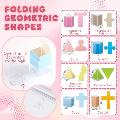 Faccito 8 Pcs 8 Styles 2D & 3D Geometric Solids Math Manipulatives - style: 8 Styles