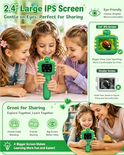 Outdoor Portable Kids Microscope: Handheld Microscope Auto Focus - color: Light Green