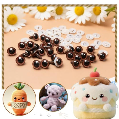 TOAOB 60pcs 12mm Brown Safety Eyes for Crocheting Craft Stuffed Animals Eye - color: Brown