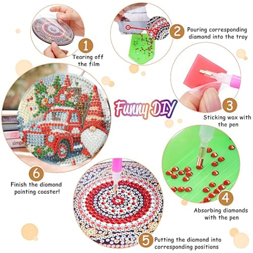 8 Pack Christmas Diamond Art Coasters,Diamond Painting Coasters Kits - color: Christmas Coasters-a
