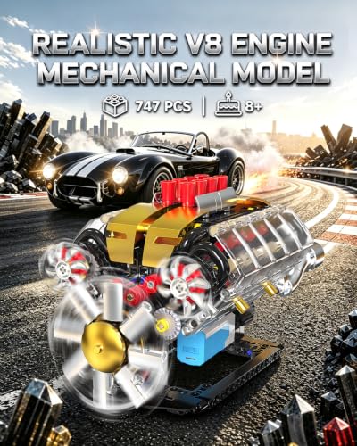 V8 Engine Model Kit, Working Engine Set with Motor for Adults Boys