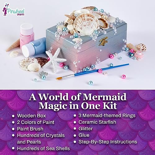 Pinwheel Crafts Mermaid DIY Jewelry Box Kit for Girls Ages 6+ with 530 Pcs - style: Mermaid Jewelry Box-530 Pcs