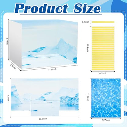 AmazingSpark 2 Set Arctic Habitat Diorama Box and Water Sticker Decor, Polar Bear Diorama Project Supplies Set, Cardboard Display Case Kit & Water Sticker with Double Sided Tapes for DIY Crafts - style: Arctic