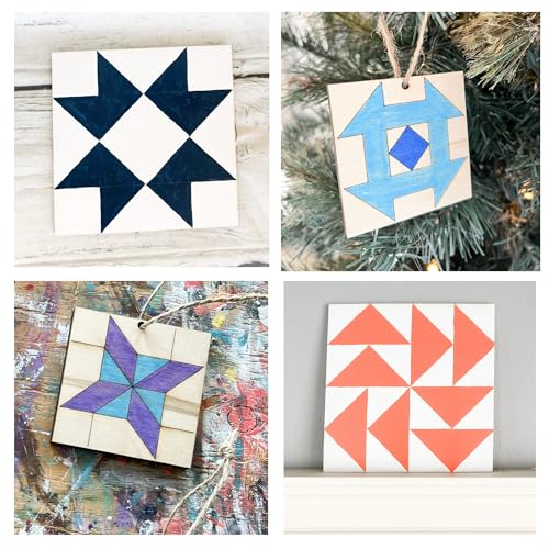 9" Barn Quilt Kit Set 4 | HST, Friendship Star, Dutch Sq, Flying Geese - size: 9 inches (set of 4), style: HST, Friendship Star, Dutch Square, Flying Geese