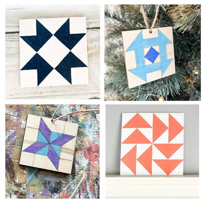 9" Barn Quilt Kit Set 4 | HST, Friendship Star, Dutch Sq, Flying Geese - size: 9 inches (set of 4), style: HST, Friendship Star, Dutch Square, Flying Geese