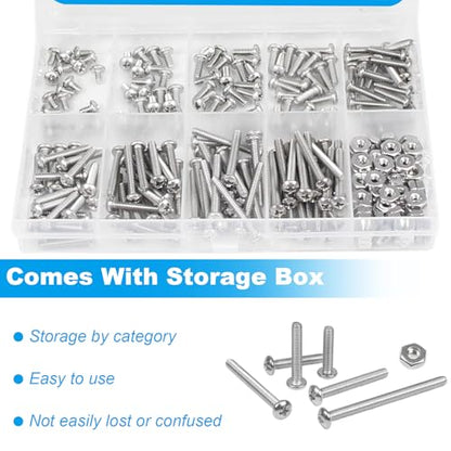 240pcs #4-40 Phillips Pan Head Machine Screws Nuts Washers Kit - size: #4-40