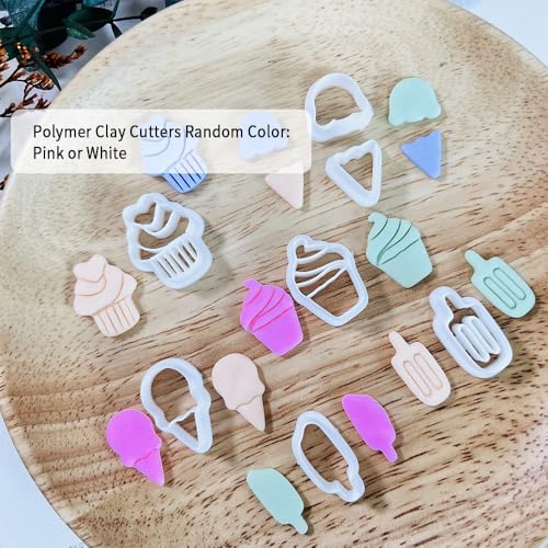 Xaekicr 7 PCS Cute Dessert Polymer Clay Cutters Set – Ice Cream, Cupcake, Cake Slice Clay Earring Cutters – DIY Polymer Clay Molds & Clay Tools for Jewelry Making - color: L color