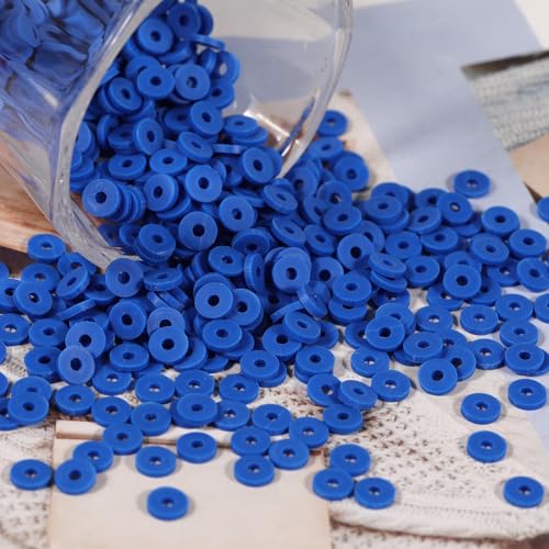 2000pcs Royal Blue Clay Beads 6mm for Bracelets Making Flat Round Polymer Clay Bead Heishi Beads for Jewelry Making Earring Bracelets Necklace - color: Royal Blue