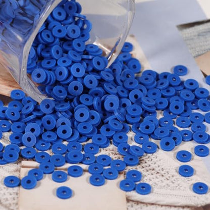 2000pcs Royal Blue Clay Beads 6mm for Bracelets Making Flat Round Polymer Clay Bead Heishi Beads for Jewelry Making Earring Bracelets Necklace - color: Royal Blue