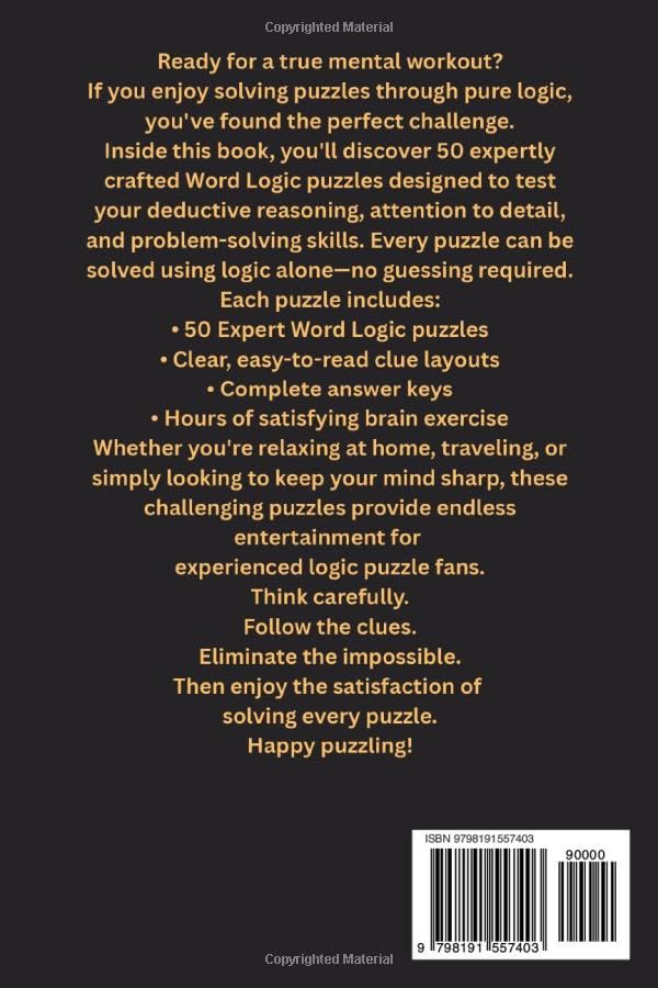 Detective Mystery Word Logic - 50 Hard Puzzles: The Ultimate Brain Teaser (Hard Word Logic Puzzles)