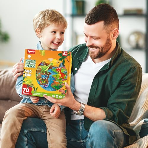 SYNARRY Dinosaur Floor Puzzles for Kids Ages 4-6, Large 70-Piece - style: Dinosaur