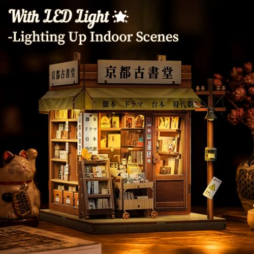 Fsolis Japanese Book Nook Kit - DIY Miniature House Kit - color: Antique Bookery of Kyoto