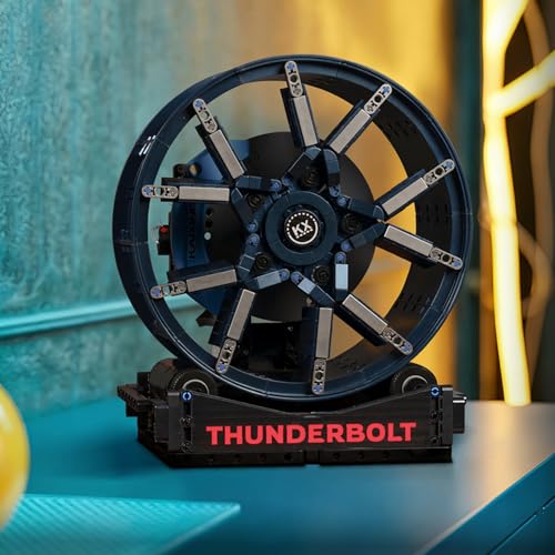 UNCLE BRICK Sports Car Wheel Building Block Set,Car Wheel Model Toy Kit,with Power Motor and Lighting Components,STEM Toy for Aged 8-13,Birthday, Living Room Or Office Decorations