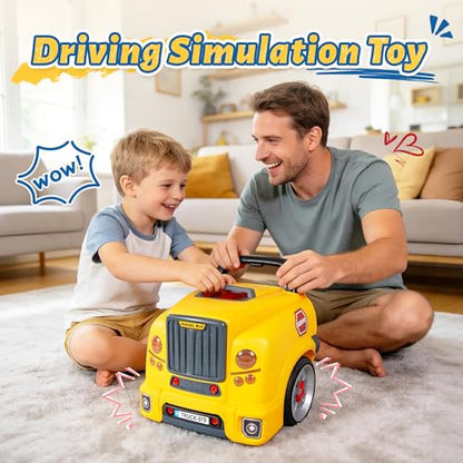 Interactive Truck Engine Toy with Removable Parts - Lights,Sounds，Ages3-5 - color: Yellow