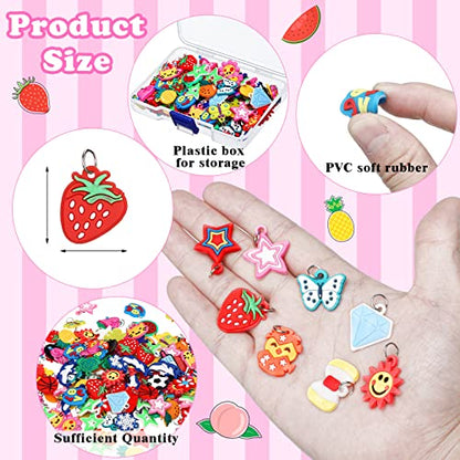 Hungdao 200 Pcs Rubber Loom Band Charm Only Silicone Rainbow Bracelet Charm
