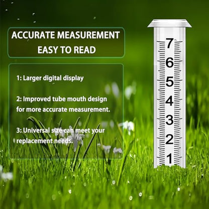 Rain Gauge Replacement Tube, Rain Gauge Outdoor Best Rated Tube,7" Capacity Accurate Rain Gauge Tube, Rain Gauge Outdoor Freeze Proof Measure Tube,2 pc Plastic Rainfall Meter Tube with 1 Brush - color: 2PCS Plastic Rain Gauge Tube A