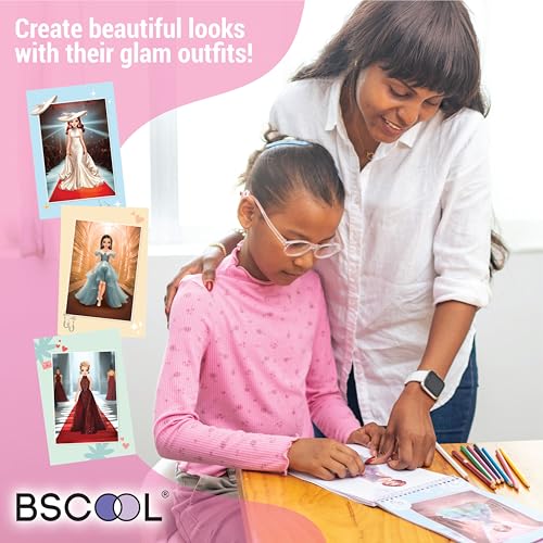 BSCOOL Fashion Sticker Book for Kids Girls Activity Design - color: Sticker Dress Up Fashion Runway