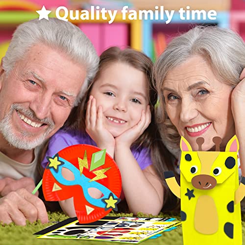KRAFUN Safari Animal Beginner Paper Craft Kit for Kids Age 3+ | 16 Projects - color: Animal