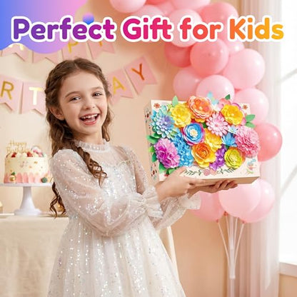 Kiditos Paper Flower Kit, Magic Color Changing Flower Craft Kit for Kids