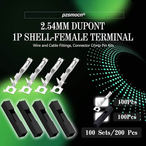 100 Sets/200 Pieces for Dupont 2.54mm 1Pin Black Female Connector - size: 1-Pin Female, style: Black-Single Row
