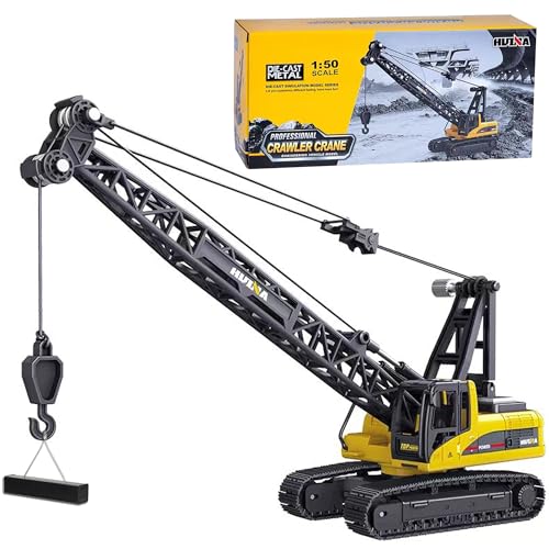1/50 Heavy Duty Construction Metal Crawler Crane, Truck Crane Vehicle Toys for Kids, Outdoor Sandbox Car Toys, Birthday Gift Toddler Boy Kid
