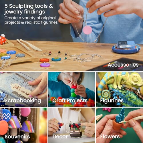 ARTEZA Polymer Clay Set, 42 Colors, 1 oz Oven-Bake Blocks with Tools