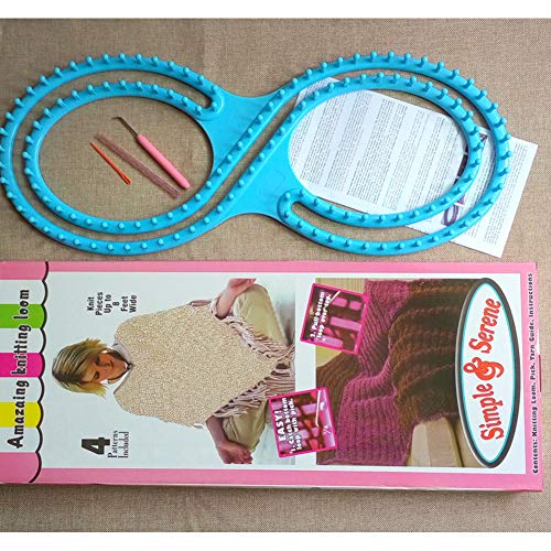 WAYION 55" Afphgan Serenity Loom Knitting Board Weave Loom Kit with Step by Step Instructions Great for the Experienced Loom Knitter(Blue/Pink) (Blue) - color: Blue