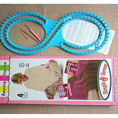 WAYION 55" Afphgan Serenity Loom Knitting Board Weave Loom Kit with Step by Step Instructions Great for the Experienced Loom Knitter(Blue/Pink) (Blue) - color: Blue