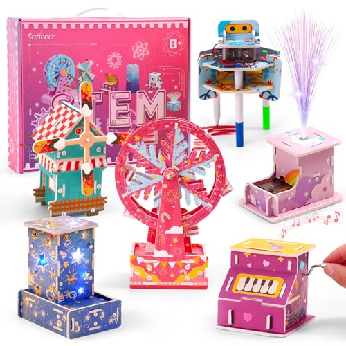 Sntieecr 6-in-1 Stem Kits for Kids Age 8-12, Girls Engineering Kit