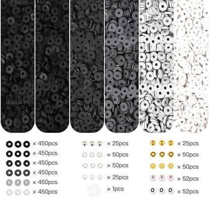 3079pcs 6mm Black Gradient Polymer Clay Round Loose Beads for Bracelets Making