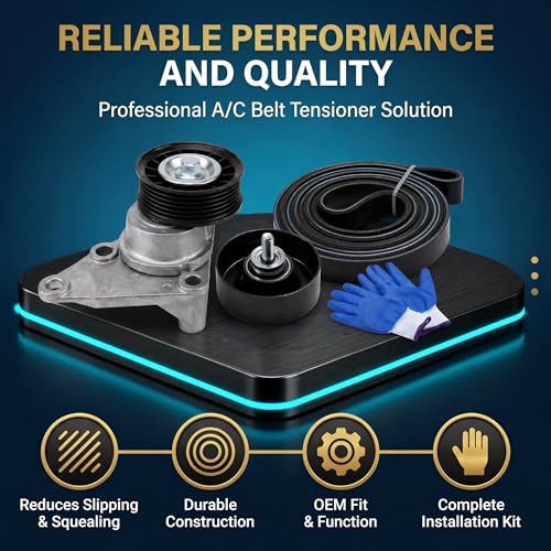 Serpentine Belt Tensioner & Idler Pulley Kit for Cadillac 2003-2006, Chevy Silverado Avalanche Express 2002-2008, GMC Sierra Savana Yukon 2002-2008, OE 39083 12609719 12555609 12626222, 90K-38158C - size: 90K-38158C
