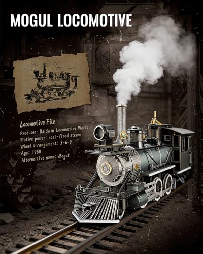 Piececool 3D Metal Puzzles for Adults Mogul Locomotive Steam Train Metal Model Kits, DIY Brain Teaser Building Kits, Birthday Christmas Day Gift for Teens
