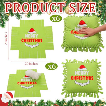 Chunful 6 Sets Christmas Green Monster Tied Pillow Craft Kit - style: Green Monster