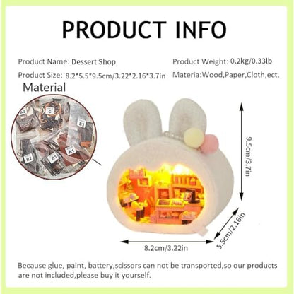 DIY Miniature House Kit, Cute Animal Style Wood Dolls House Model with LED Light - Creativity Gift for Women and Adults - color: Th39