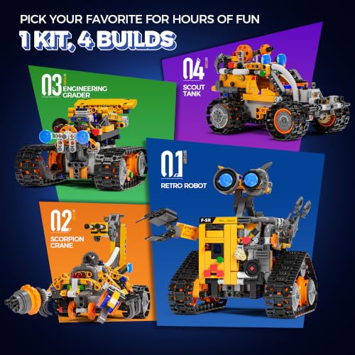 STEM Robotics Kit for Kids 8-12, App & Remote Control Robot Building Kit