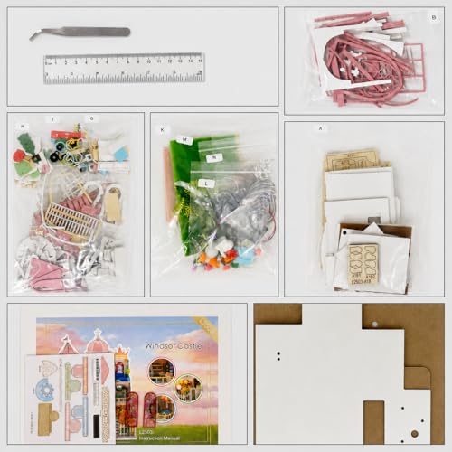 DIY Book Nook Kit with LED Light, Miniature Dollhouse, 3D Wooden Puzzle, Bookshelf Insert Decor Craft Gift (750 PCs Windsor Castle) - style: Windsor Castle 750pcs