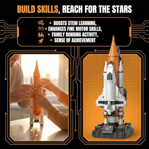 Space Shuttle Building Blocks Set, 616 Pieces Mini Rocket Model Kit with Launch Pad, Space Program Collectible Display, STEM Inspired Construction Toy for Hobbyists & Enthusiasts - style: Artemis