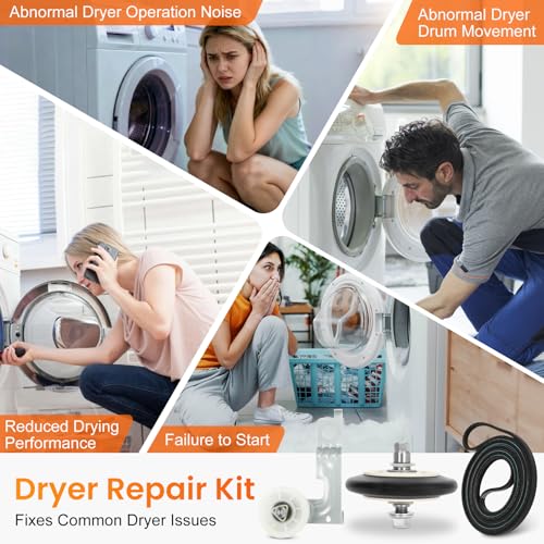 Dryer Repair Kit Compatible with ge Dryers Includes 4 PCS WE03X10008 Dryer Drum Roller WE12X10011 Dryer Belt and WE12X10013 Idler Pulley Assembly,Note the Incompatible Models in Figure 6