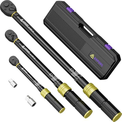 ANPUDS 5Pcs 1/4 3/8 1/2-inch Drive Click Torque Wrench Set, ±3% Accuracy - size: 20-240 in-lb + 10-110 ft-lb + 30-250 ft-lb