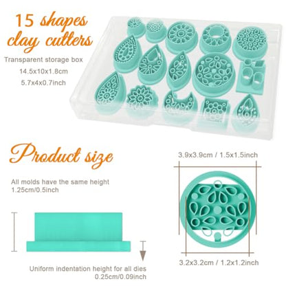 ORIGACH 15 Pcs Retro Pattern Earring Polymer Clay Cutters Set - style: Retro Pattern