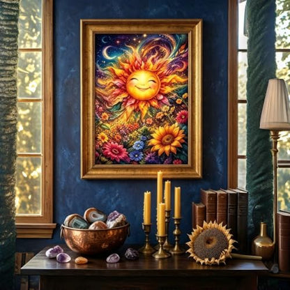 5D Smiling Sun Floral Diamond Art kits for Adults Beginners 12x16inch - color: KM1283-1