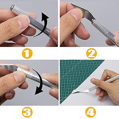 Jneoace Exacto Knife Precision Carving Craft Hobby Knife Kit with 40 PCS Exacto Blades for DIY Art Work Cutting, Hobby, Scrapbooking, Stencil - color: Green