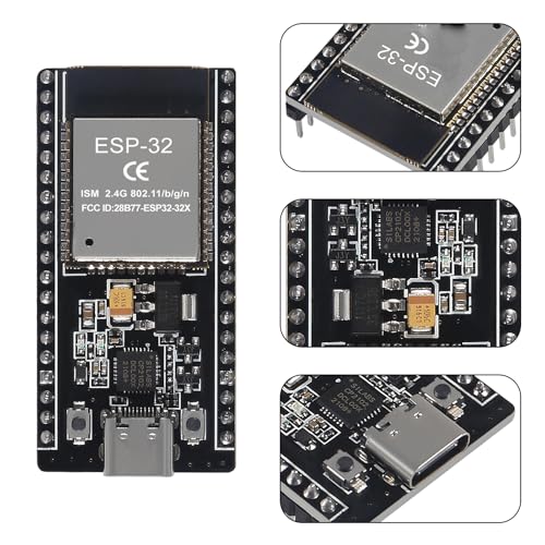 3 Set ESP32 Development Board Type C 38Pin Narrow Version WiFi + Bluetooth Microcontroller ESP-32 ESP-32S Board ESP-WROOM-32 with ESP32 Breakout Board GPIO 1 into 2 Terminal Screw Board