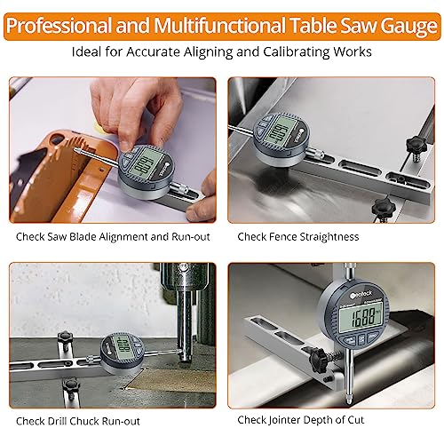 Neoteck 0-1"/0.0005" Digital Table Saw Gauge for 3/4" Miter Slot or More - color: Silver